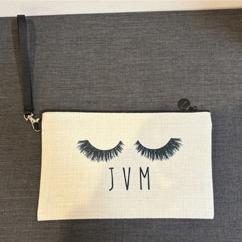 JVM Initial Eyelash Makeup Bag Pouch Clutch